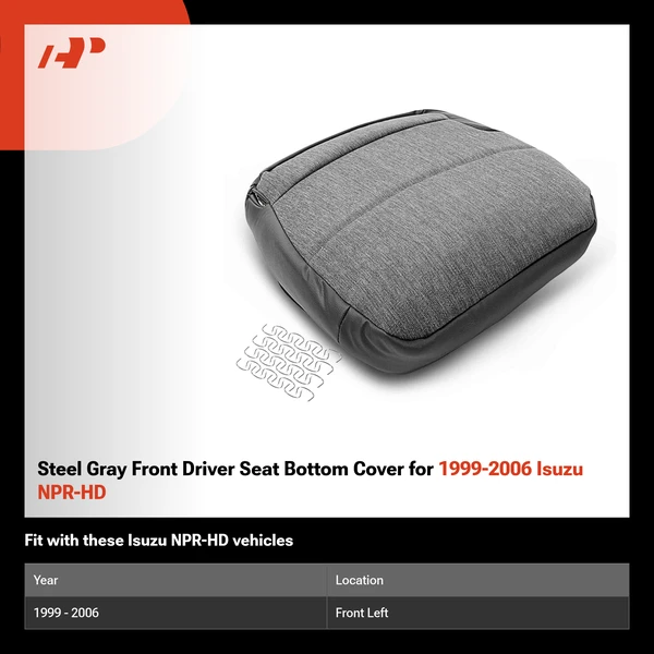 Steel Gray Front Driver Seat Bottom Cover for 1999-2006 Isuzu NPR-HD