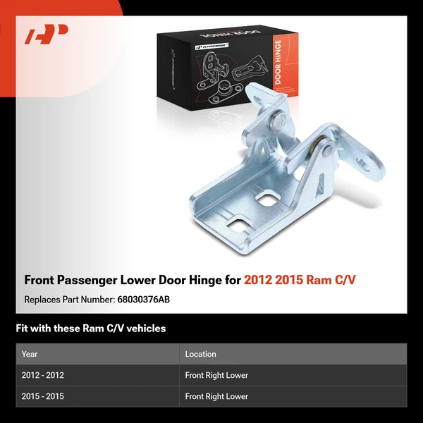 Front Passenger Lower Door Hinge for 2012 2015 Ram C/V