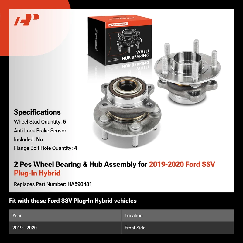 2 Pcs Wheel Bearing & Hub Assembly for 2019-2020 Ford SSV Plug-In Hybrid