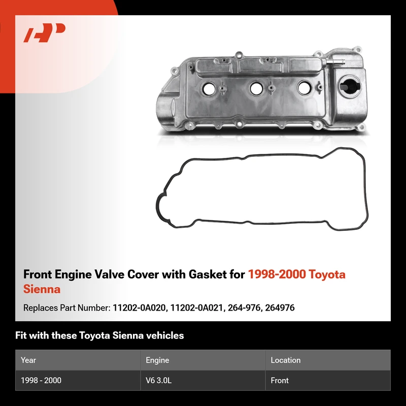 Front Engine Valve Cover with Gasket for 1998-2000 Toyota Sienna