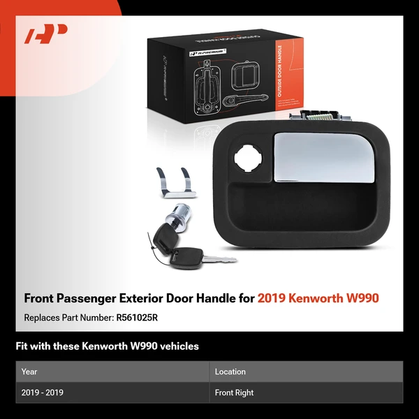 Front Passenger Exterior Door Handle for 2019 Kenworth W990