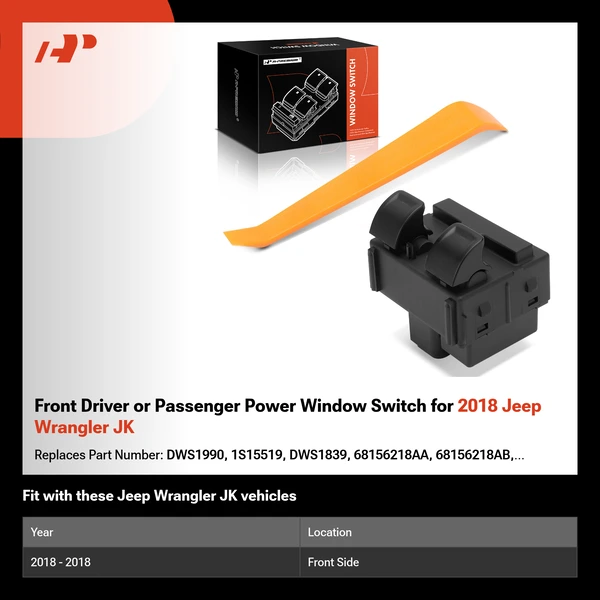 Front Driver or Passenger Power Window Switch for 2018 Jeep Wrangler JK