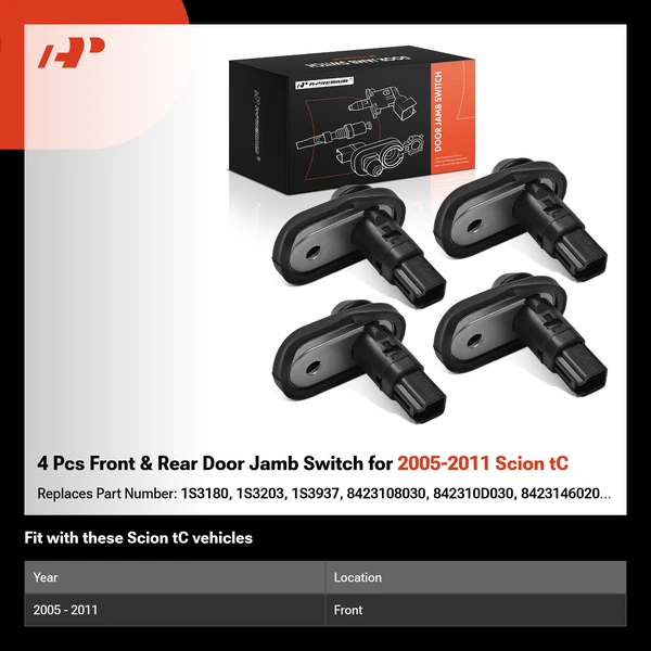 4 Pcs Front & Rear Door Jamb Switch for 2005-2011 Scion tC