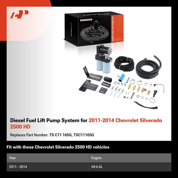 Diesel Fuel Lift Pump System for 2011-2014 Chevrolet Silverado 2500 HD