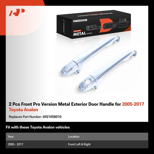 2 Pcs Front Pro Version Metal Exterior Door Handle for 2005-2017 Toyota Avalon