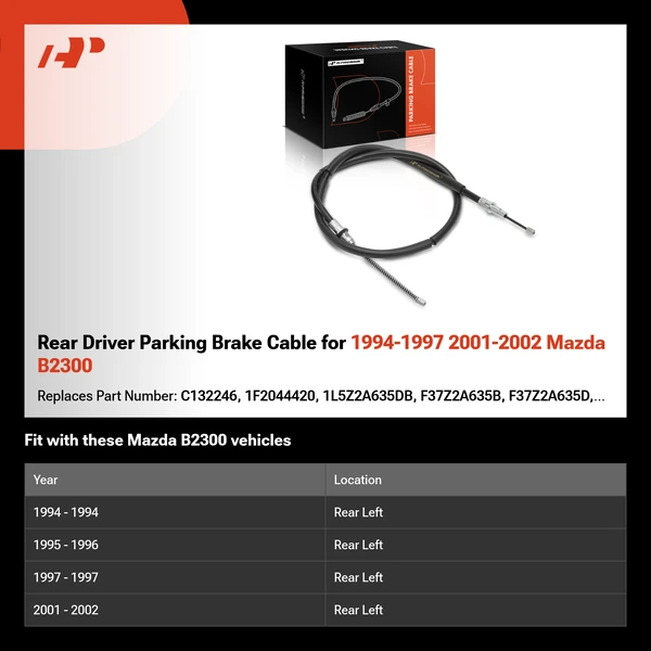 Rear Driver Parking Brake Cable for 1994-1997 2001-2002 Mazda B2300