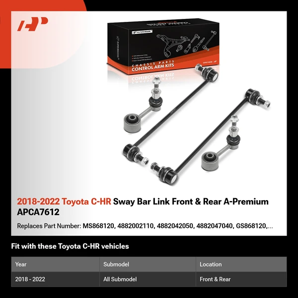 2018-2022 Toyota C-HR Sway Bar Link Front & Rear A-Premium APCA7612