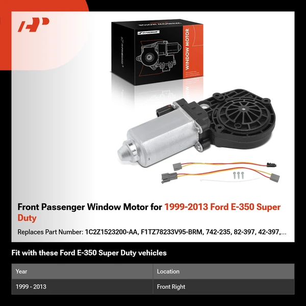Front Passenger Window Motor for 1999-2013 Ford E-350 Super Duty