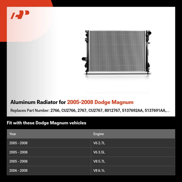 Aluminum Radiator for 2005-2008 Dodge Magnum