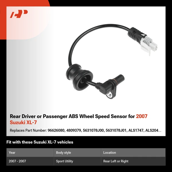 Rear Driver or Passenger ABS Wheel Speed Sensor for 2007 Suzuki XL-7