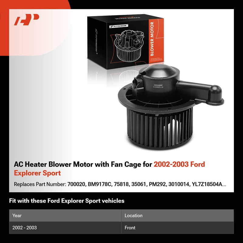 AC Heater Blower Motor with Fan Cage for 2002-2003 Ford Explorer Sport