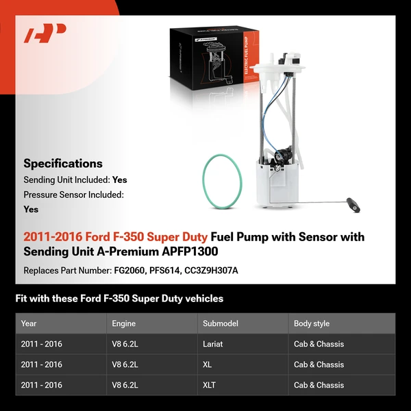 2011-2016 Ford F-350 Super Duty Fuel Pump with Sensor with Sending Unit A-Premium APFP1300