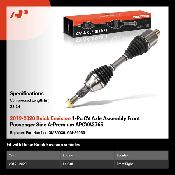 2019-2020 Buick Envision 1-Pc CV Axle Assembly Front Passenger Side A-Premium APCVA3765