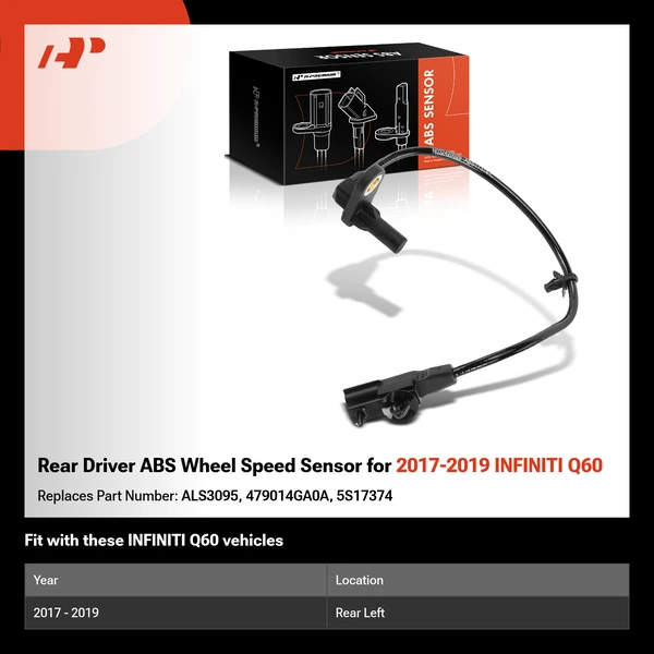 Rear Driver ABS Wheel Speed Sensor for 2017-2019 INFINITI Q60