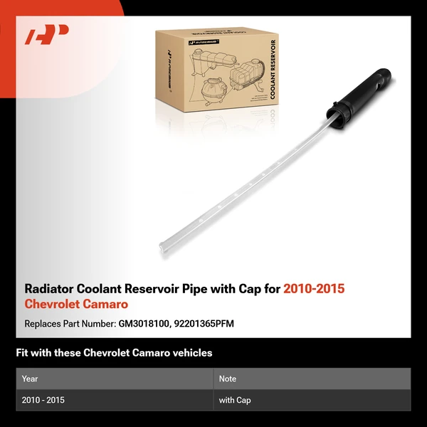 Radiator Coolant Reservoir Pipe with Cap for 2010-2015 Chevrolet Camaro