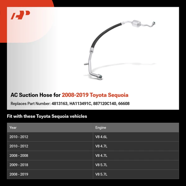 AC Suction Hose for 2008-2019 Toyota Sequoia