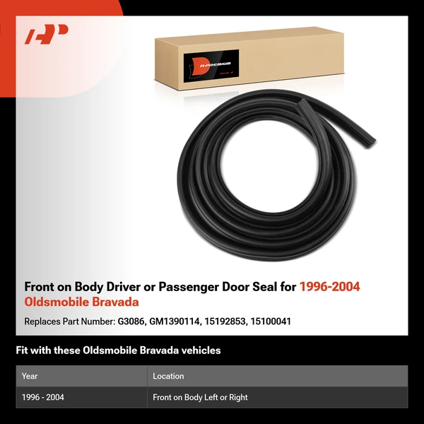 Front on Body Driver or Passenger Door Seal for 1996-2004 Oldsmobile Bravada