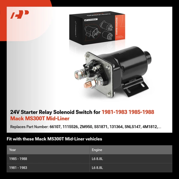 24V Starter Relay Solenoid Switch for 1981-1983 1985-1988 Mack MS300T Mid-Liner