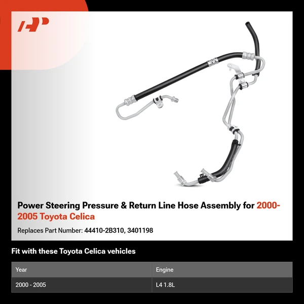 Power Steering Pressure & Return Line Hose Assembly for 2000-2005 Toyota Celica