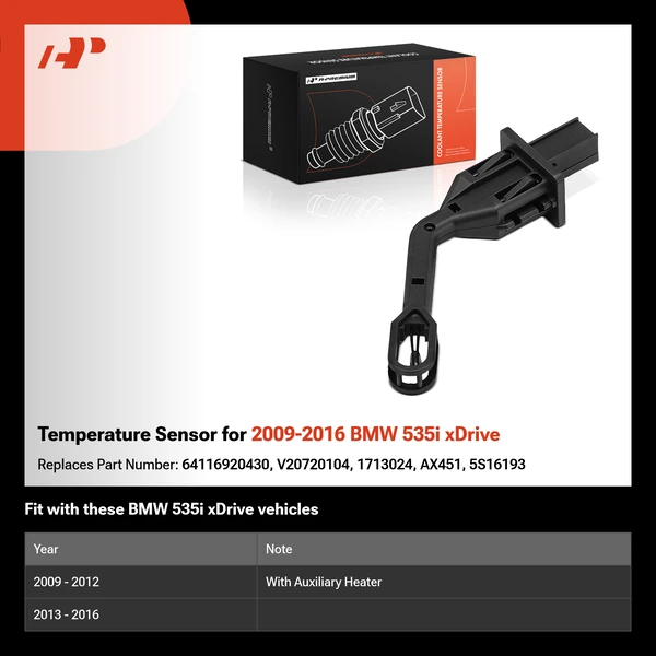 Temperature Sensor for 2009-2016 BMW 535i xDrive