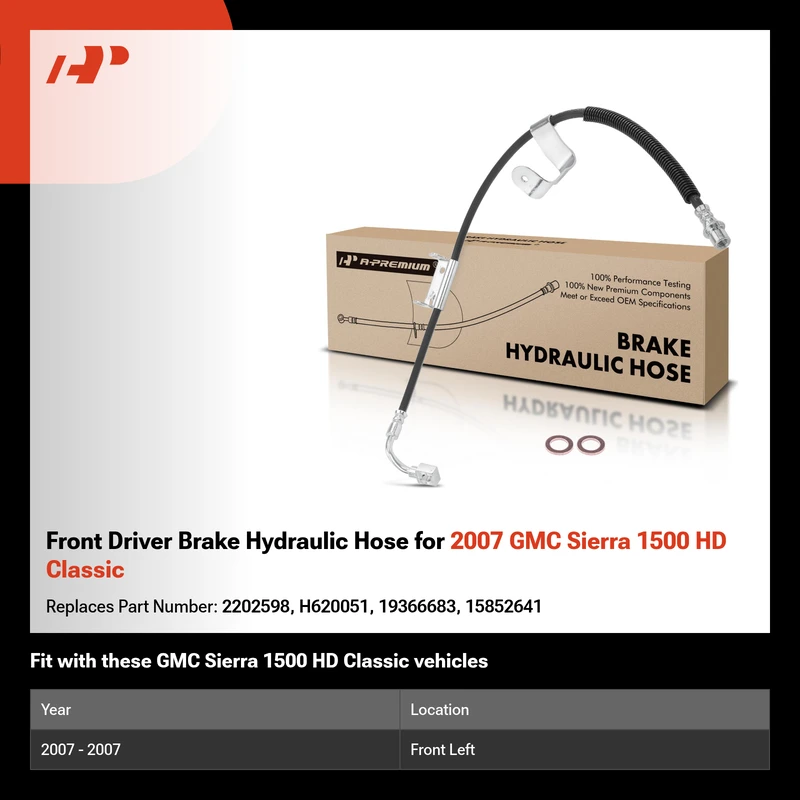 Front Driver Brake Hydraulic Hose for 2007 GMC Sierra 1500 HD Classic