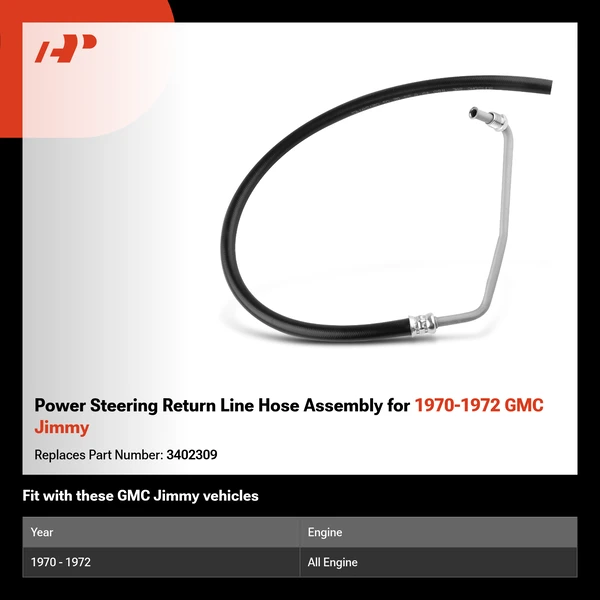 Power Steering Return Line Hose Assembly for 1970-1972 GMC Jimmy