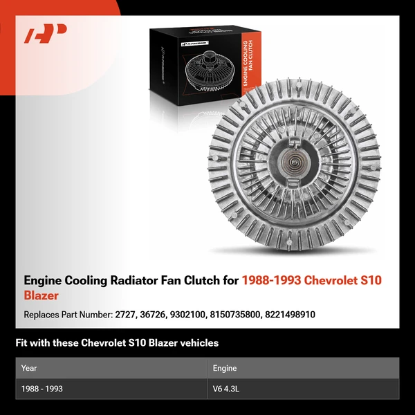 Engine Cooling Radiator Fan Clutch for 1988-1993 Chevrolet S10 Blazer