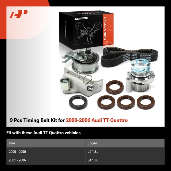 9 Pcs Timing Belt Kit for 2000-2006 Audi TT Quattro