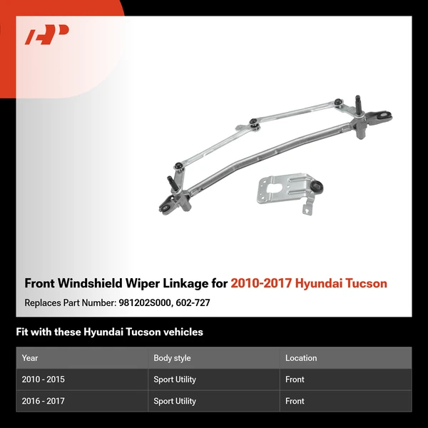 Front Windshield Wiper Linkage for 2010-2017 Hyundai Tucson