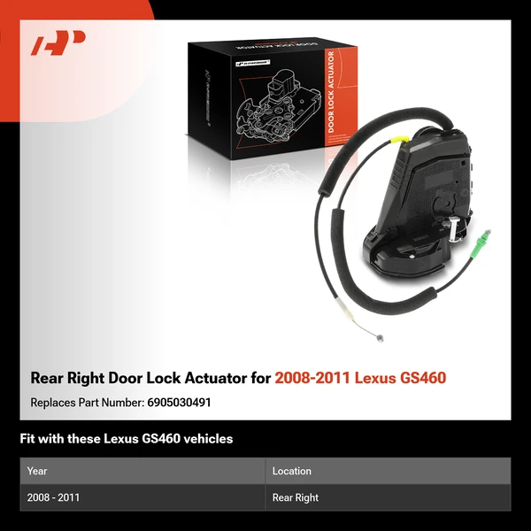 Rear Right Door Lock Actuator for 2008-2011 Lexus GS460