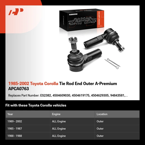 1985-2002 Toyota Corolla Tie Rod End Outer A-Premium APCA0763