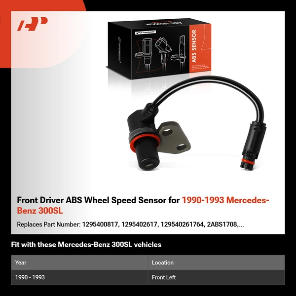 Front Driver ABS Wheel Speed Sensor for 1990-1993 Mercedes-Benz 300SL