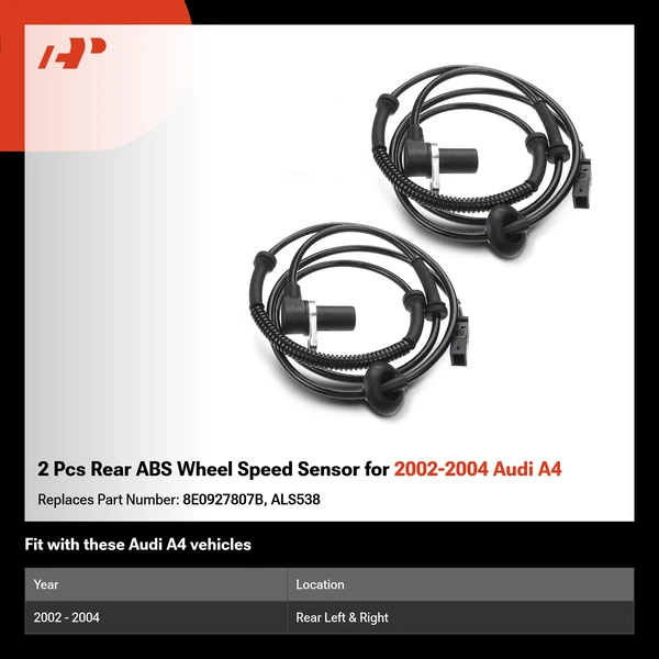 2 Pcs Rear ABS Wheel Speed Sensor for 2002-2004 Audi A4