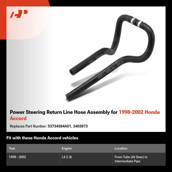 Power Steering Return Line Hose Assembly for 1998-2002 Honda Accord