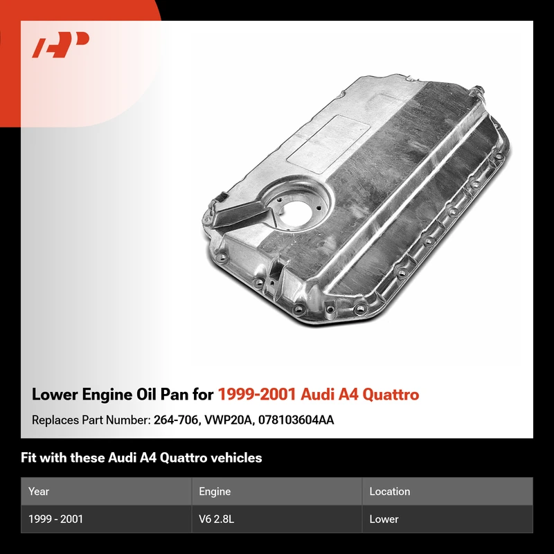Lower Engine Oil Pan for 1999-2001 Audi A4 Quattro