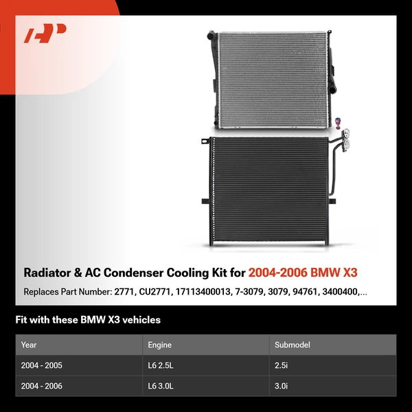 Radiator & AC Condenser Cooling Kit for 2004-2006 BMW X3