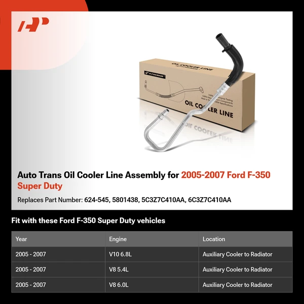 Auto Trans Oil Cooler Line Assembly for 2005-2007 Ford F-350 Super Duty