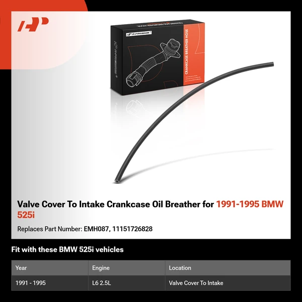 Valve Cover To Intake Crankcase Oil Breather for 1991-1995 BMW 525i