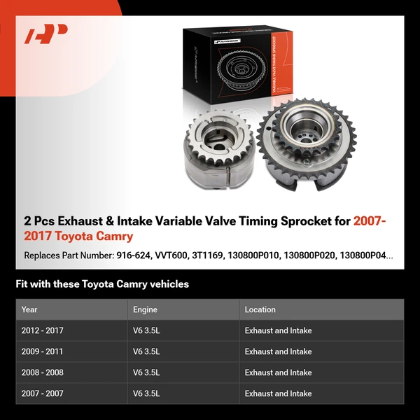 2 Pcs Exhaust & Intake Variable Valve Timing Sprocket for 2007-2017 Toyota Camry