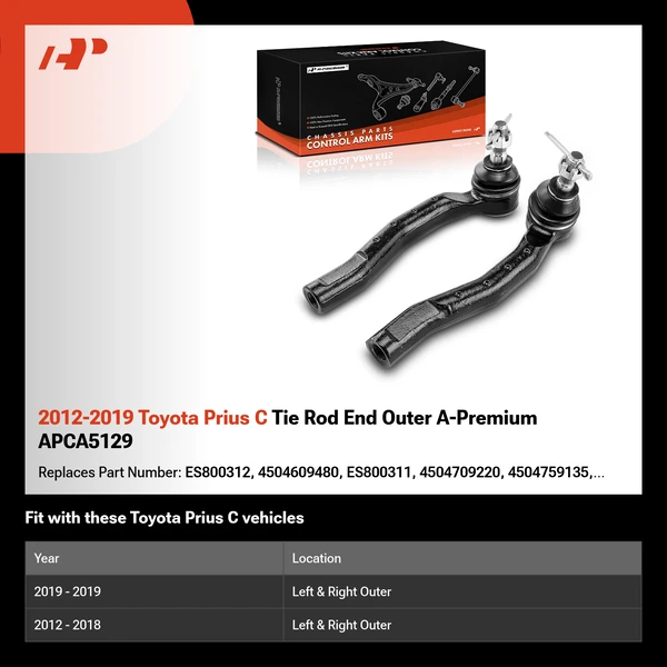 2012-2019 Toyota Prius C Tie Rod End Outer A-Premium APCA5129