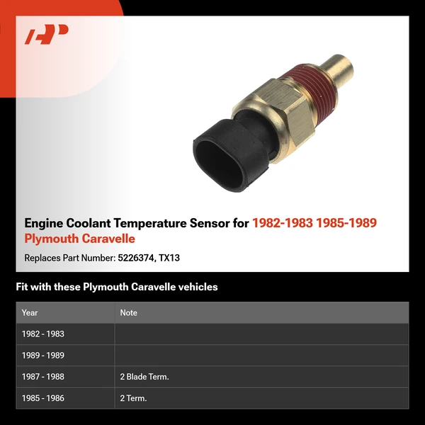 Engine Coolant Temperature Sensor for 1982-1983 1985-1989 Plymouth Caravelle