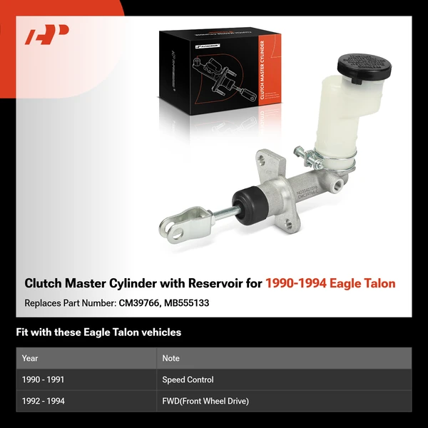 Clutch Master Cylinder with Reservoir for 1990-1994 Eagle Talon