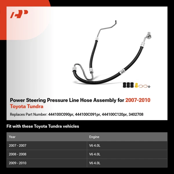 Power Steering Pressure Line Hose Assembly for 2007-2010 Toyota Tundra