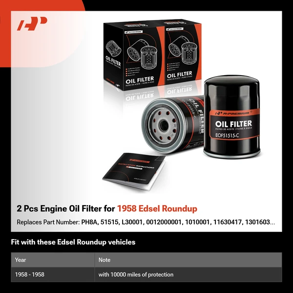 2 Pcs Engine Oil Filter for 1958 Edsel Roundup