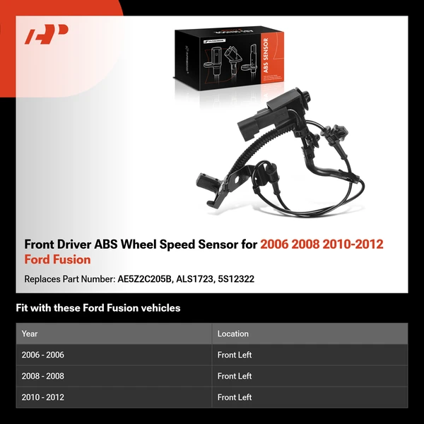 Front Driver ABS Wheel Speed Sensor for 2006 2008 2010-2012 Ford Fusion