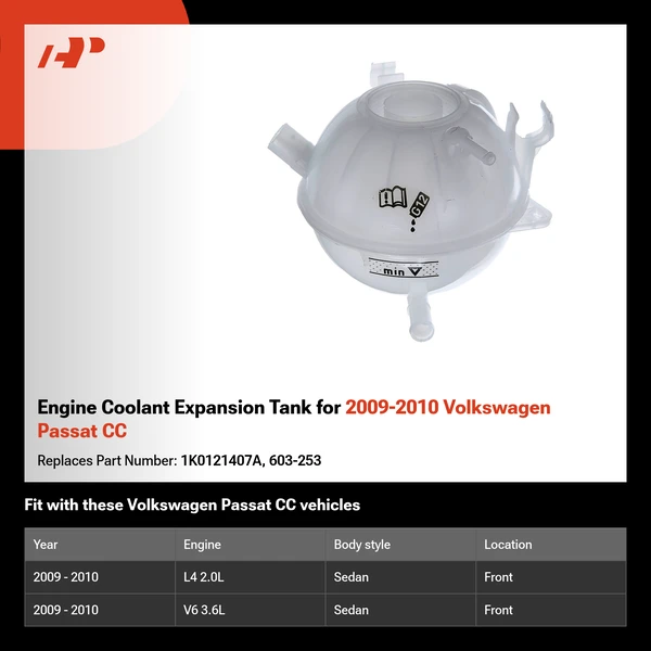 Engine Coolant Expansion Tank for 2009-2010 Volkswagen Passat CC