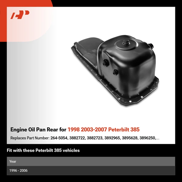 Engine Oil Pan Rear for 1998 2003-2007 Peterbilt 385