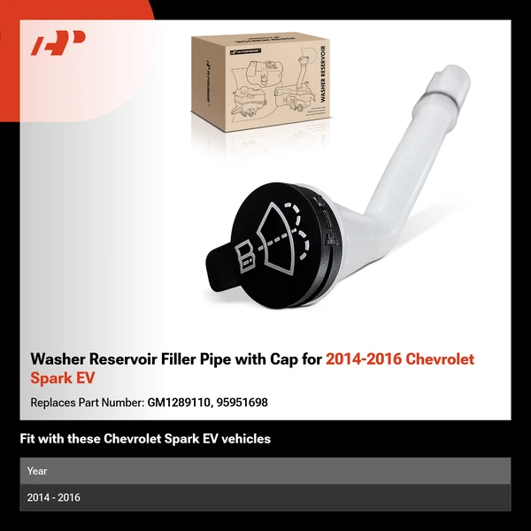 Washer Reservoir Filler Pipe with Cap for 2014-2016 Chevrolet Spark EV
