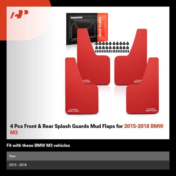 4 Pcs Front & Rear Splash Guards Mud Flaps for 2015-2018 BMW M3