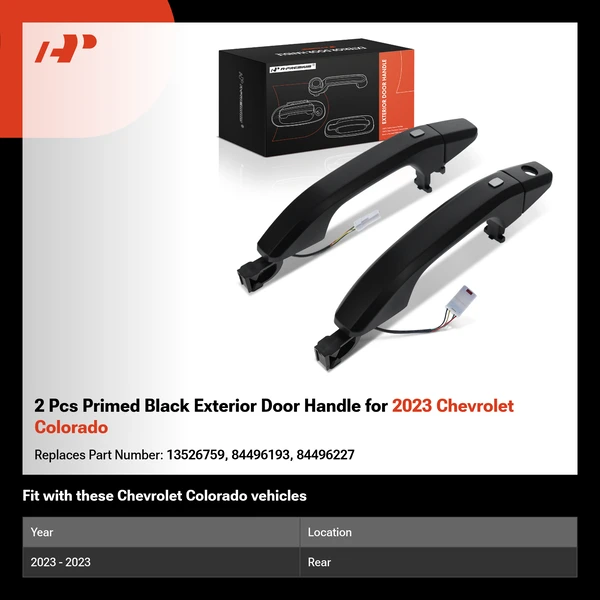 2 Pcs Primed Black Exterior Door Handle for 2023 Chevrolet Colorado